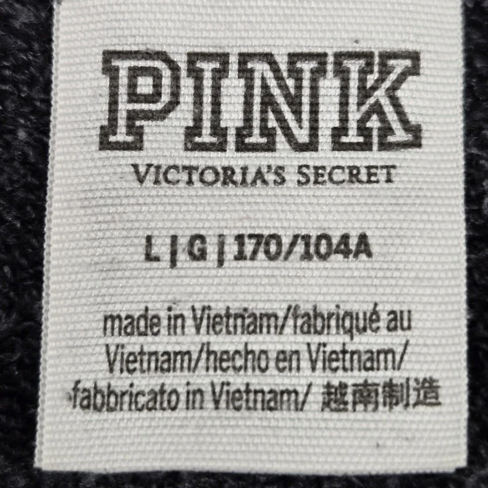 Victoria's Secret PINK‎ Women Sweatshirt LARGE Black Logo Zipper Long Sleeve